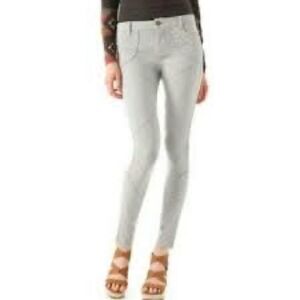 Free People Sz 28 High Rise Bike Babe Pants Light Gray Skinny Quilted Sz 26